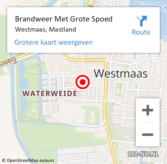 Locatie op kaart van de 112 melding: Brandweer Met Grote Spoed Naar Westmaas, Mastland op 25 augustus 2019 22:57