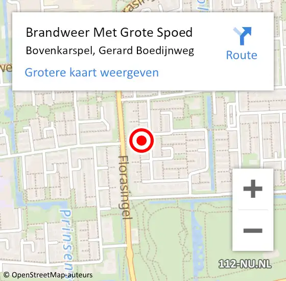 Locatie op kaart van de 112 melding: Brandweer Met Grote Spoed Naar Bovenkarspel, Gerard Boedijnweg op 26 augustus 2019 00:24