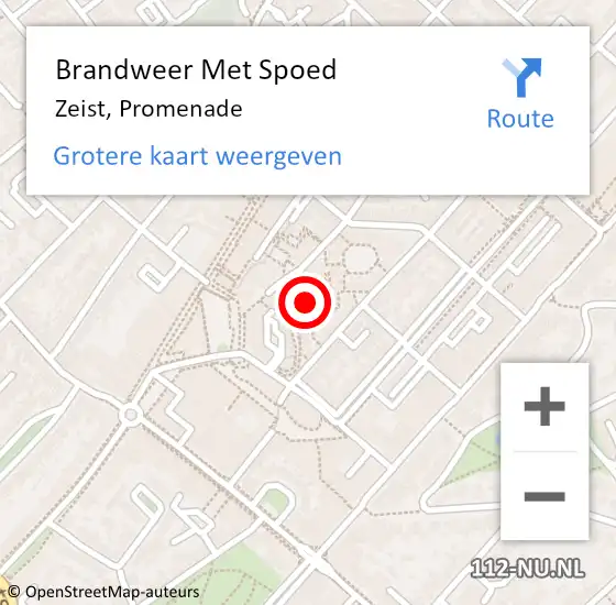 Locatie op kaart van de 112 melding: Brandweer Met Spoed Naar Zeist, Promenade op 26 augustus 2019 00:54