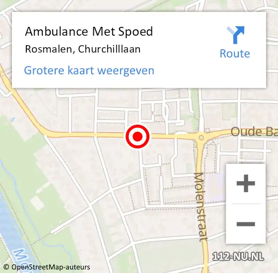 Locatie op kaart van de 112 melding: Ambulance Met Spoed Naar Rosmalen, Churchilllaan op 26 augustus 2019 01:12