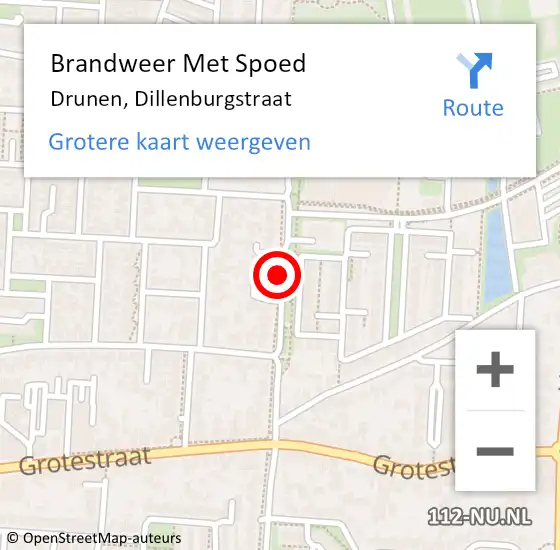 Locatie op kaart van de 112 melding: Brandweer Met Spoed Naar Drunen, Dillenburgstraat op 26 augustus 2019 03:30