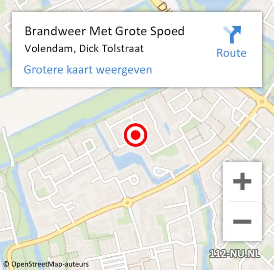 Locatie op kaart van de 112 melding: Brandweer Met Grote Spoed Naar Volendam, Dick Tolstraat op 26 augustus 2019 05:52