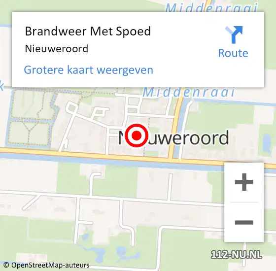 Locatie op kaart van de 112 melding: Brandweer Met Spoed Naar Nieuweroord op 26 augustus 2019 06:47