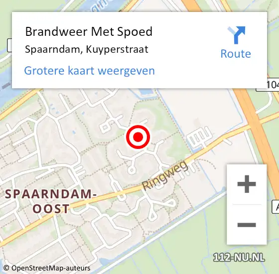 Locatie op kaart van de 112 melding: Brandweer Met Spoed Naar Spaarndam, Kuyperstraat op 26 augustus 2019 07:02