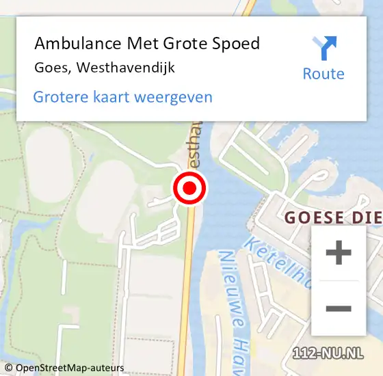 Locatie op kaart van de 112 melding: Ambulance Met Grote Spoed Naar Goes, Westhavendijk op 26 augustus 2019 07:14