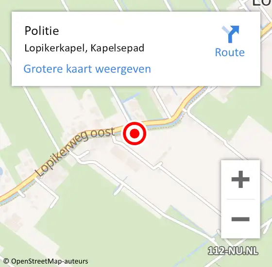 Locatie op kaart van de 112 melding: Politie Lopikerkapel, Kapelsepad op 26 augustus 2019 07:59