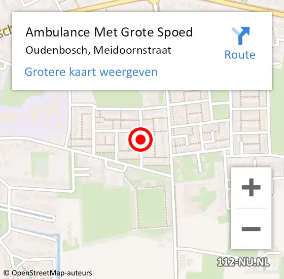 Locatie op kaart van de 112 melding: Ambulance Met Grote Spoed Naar Oudenbosch, Meidoornstraat op 26 augustus 2019 09:03