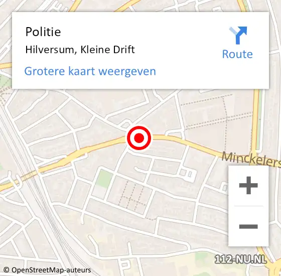 Locatie op kaart van de 112 melding: Politie Hilversum, Kleine Drift op 26 augustus 2019 10:29