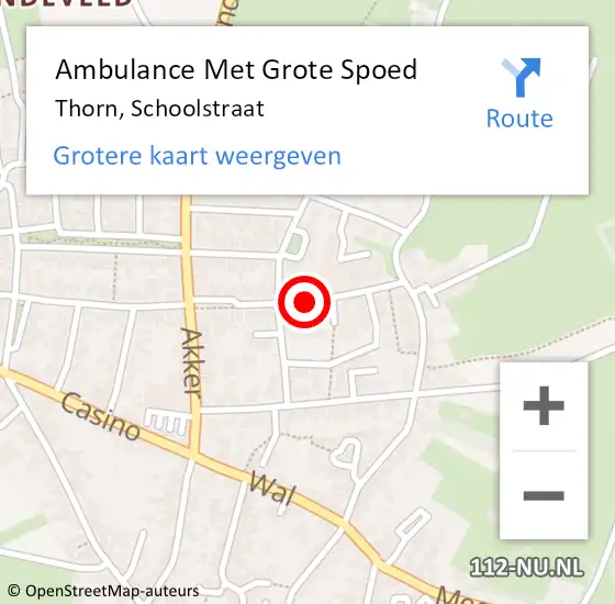 Locatie op kaart van de 112 melding: Ambulance Met Grote Spoed Naar Thorn, Schoolstraat op 26 augustus 2019 10:36