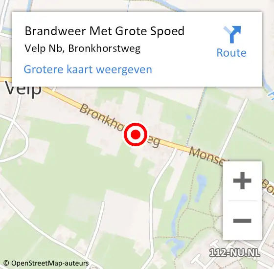 Locatie op kaart van de 112 melding: Brandweer Met Grote Spoed Naar Velp Nb, Bronkhorstweg op 26 augustus 2019 12:15