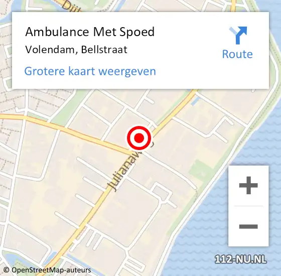 Locatie op kaart van de 112 melding: Ambulance Met Spoed Naar Volendam, Bellstraat op 26 augustus 2019 12:33