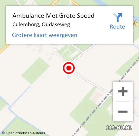 Locatie op kaart van de 112 melding: Ambulance Met Grote Spoed Naar Culemborg, Oudaseweg op 26 augustus 2019 12:59