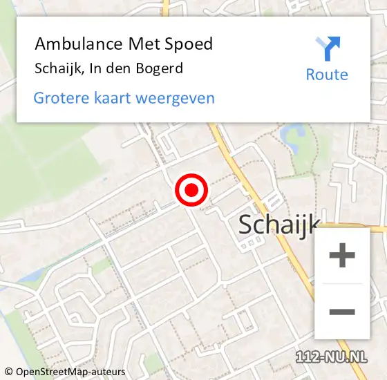 Locatie op kaart van de 112 melding: Ambulance Met Spoed Naar Schaijk, In den Bogerd op 26 augustus 2019 14:29