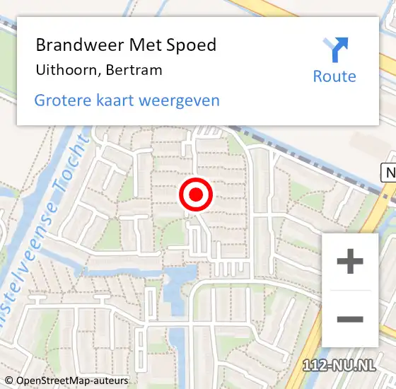 Locatie op kaart van de 112 melding: Brandweer Met Spoed Naar Uithoorn, Bertram op 26 augustus 2019 14:43