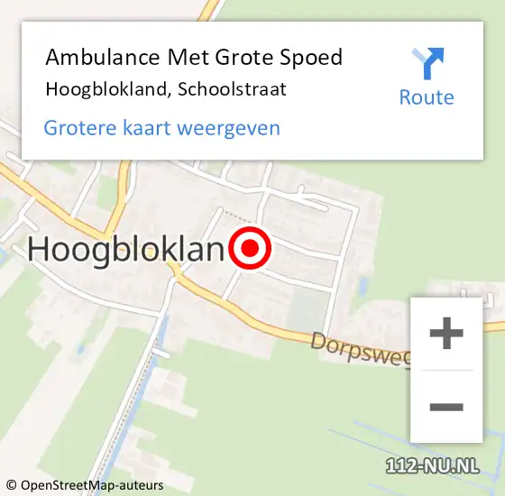 Locatie op kaart van de 112 melding: Ambulance Met Grote Spoed Naar Hoogblokland, Schoolstraat op 26 augustus 2019 15:18