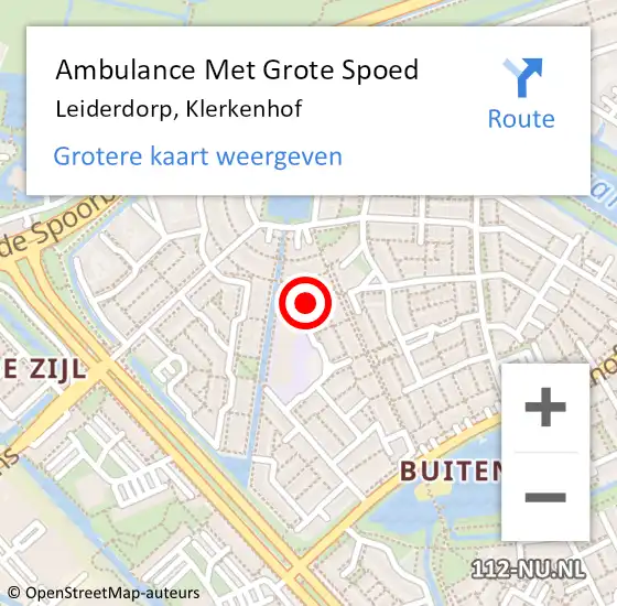 Locatie op kaart van de 112 melding: Ambulance Met Grote Spoed Naar Leiderdorp, Klerkenhof op 11 april 2014 18:30