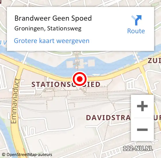 Locatie op kaart van de 112 melding: Brandweer Geen Spoed Naar Groningen, Stationsweg op 26 augustus 2019 15:43