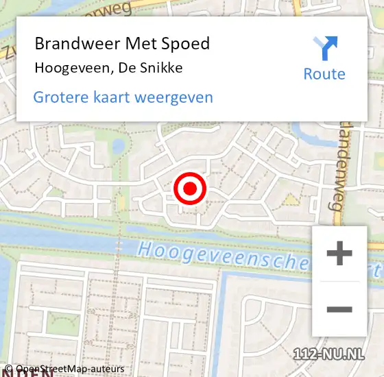 Locatie op kaart van de 112 melding: Brandweer Met Spoed Naar Hoogeveen, De Snikke op 26 augustus 2019 17:13