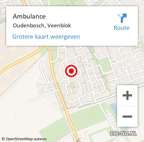 Locatie op kaart van de 112 melding: Ambulance Oudenbosch, Veenblok op 26 augustus 2019 17:27