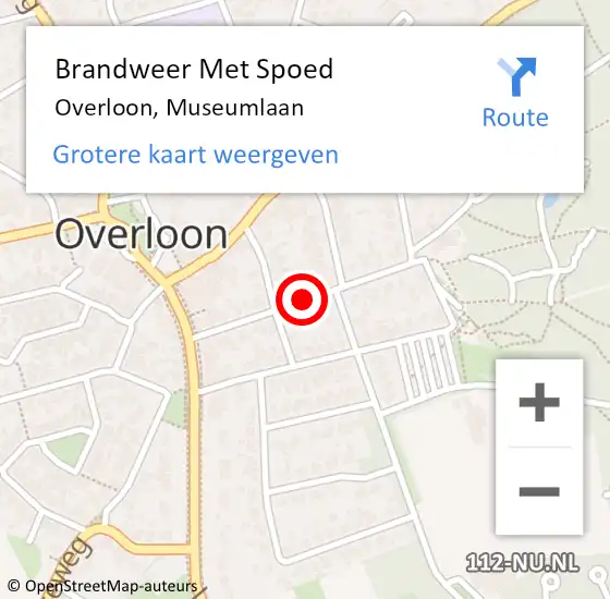 Locatie op kaart van de 112 melding: Brandweer Met Spoed Naar Overloon, Museumlaan op 26 augustus 2019 17:51