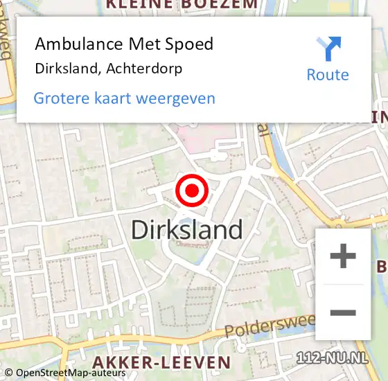 Locatie op kaart van de 112 melding: Ambulance Met Spoed Naar Dirksland, Achterdorp op 26 augustus 2019 18:41