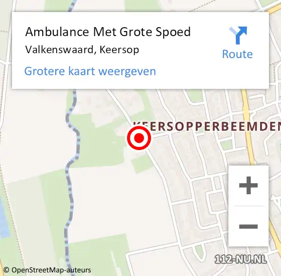 Locatie op kaart van de 112 melding: Ambulance Met Grote Spoed Naar Valkenswaard, Keersop op 26 augustus 2019 19:09