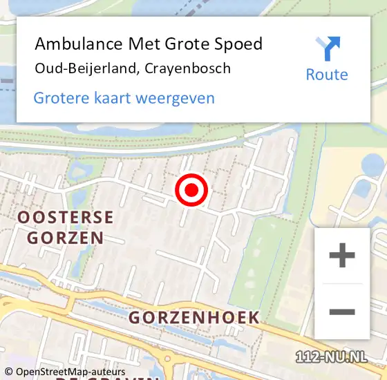 Locatie op kaart van de 112 melding: Ambulance Met Grote Spoed Naar Oud-Beijerland, Crayenbosch op 26 augustus 2019 19:27