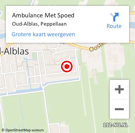 Locatie op kaart van de 112 melding: Ambulance Met Spoed Naar Oud-Alblas, Peppellaan op 26 augustus 2019 20:31