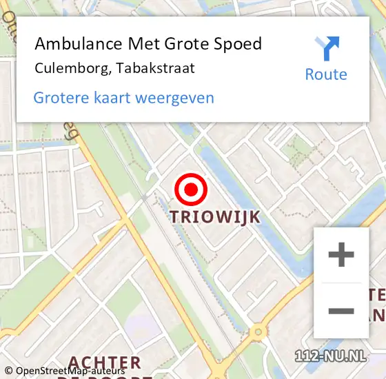 Locatie op kaart van de 112 melding: Ambulance Met Grote Spoed Naar Culemborg, Tabakstraat op 26 augustus 2019 21:24