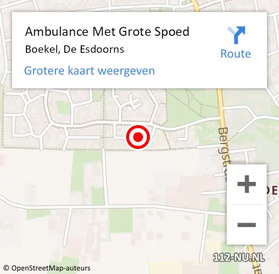 Locatie op kaart van de 112 melding: Ambulance Met Grote Spoed Naar Boekel, De Esdoorns op 27 augustus 2019 01:01