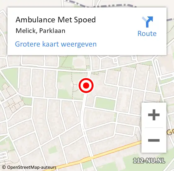 Locatie op kaart van de 112 melding: Ambulance Met Spoed Naar Melick, Parklaan op 27 augustus 2019 04:10