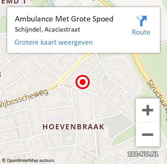 Locatie op kaart van de 112 melding: Ambulance Met Grote Spoed Naar Schijndel, Acaciastraat op 27 augustus 2019 05:40