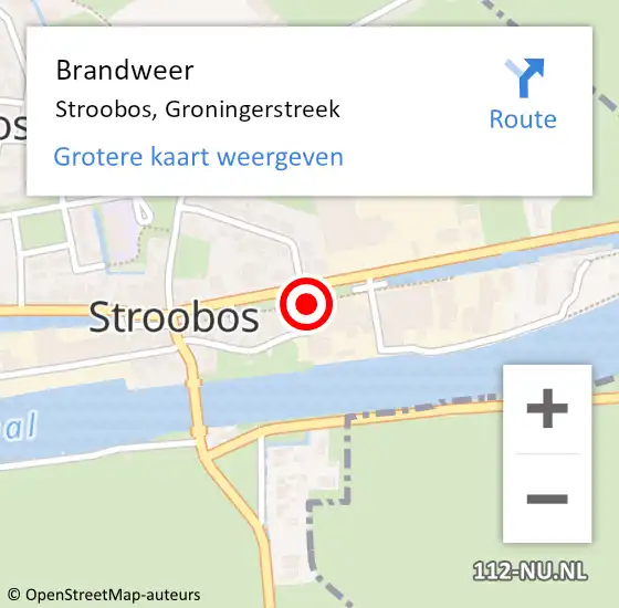 Locatie op kaart van de 112 melding: Brandweer Stroobos, Groningerstreek op 27 augustus 2019 05:51