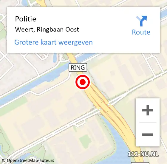 Locatie op kaart van de 112 melding: Politie Weert, Ringbaan Oost op 27 augustus 2019 06:15