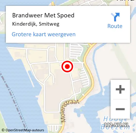 Locatie op kaart van de 112 melding: Brandweer Met Spoed Naar Kinderdijk, Smitweg op 27 augustus 2019 07:22