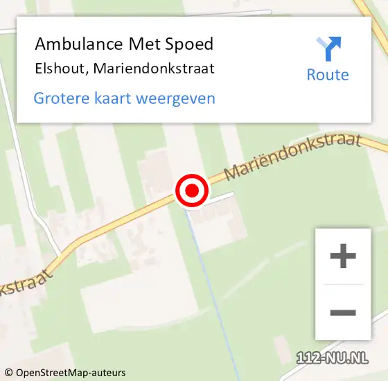 Locatie op kaart van de 112 melding: Ambulance Met Spoed Naar Elshout, Mariendonkstraat op 27 augustus 2019 07:34