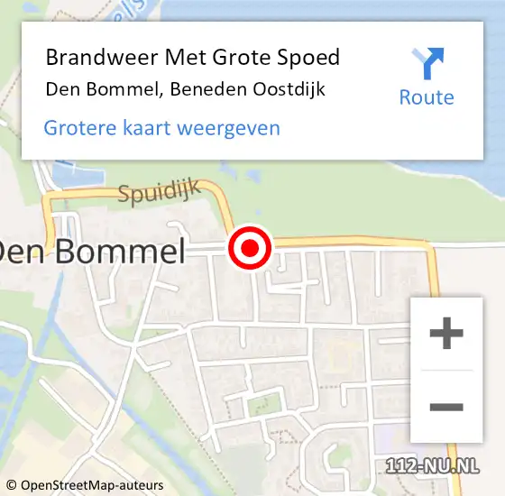 Locatie op kaart van de 112 melding: Brandweer Met Grote Spoed Naar Den Bommel, Beneden Oostdijk op 27 augustus 2019 08:06