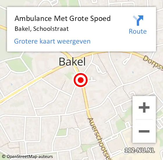 Locatie op kaart van de 112 melding: Ambulance Met Grote Spoed Naar Bakel, Schoolstraat op 27 augustus 2019 08:32