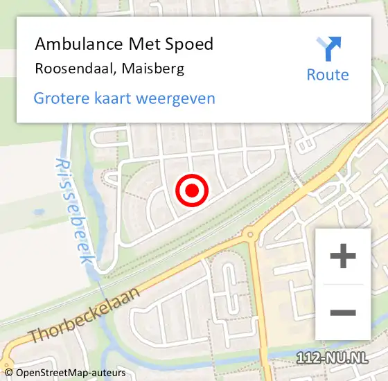 Locatie op kaart van de 112 melding: Ambulance Met Spoed Naar Roosendaal, Maisberg op 27 augustus 2019 09:22