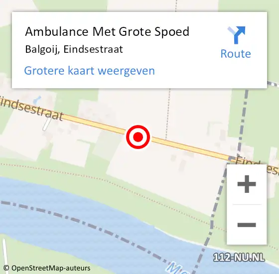 Locatie op kaart van de 112 melding: Ambulance Met Grote Spoed Naar Balgoij, Eindsestraat op 27 augustus 2019 10:17