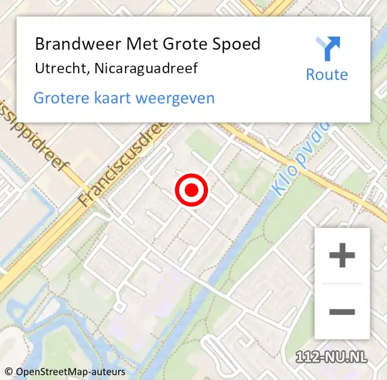 Locatie op kaart van de 112 melding: Brandweer Met Grote Spoed Naar Utrecht, Nicaraguadreef op 27 augustus 2019 11:17