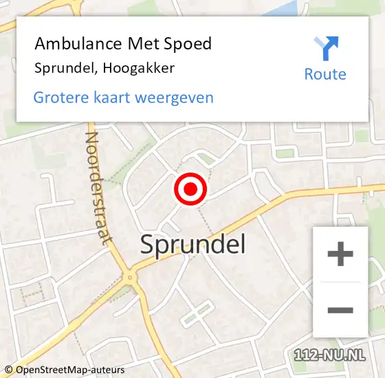 Locatie op kaart van de 112 melding: Ambulance Met Spoed Naar Sprundel, Hoogakker op 27 augustus 2019 12:11