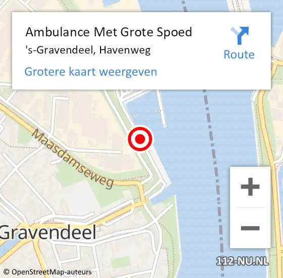 Locatie op kaart van de 112 melding: Ambulance Met Grote Spoed Naar 's-Gravendeel, Havenweg op 27 augustus 2019 12:17