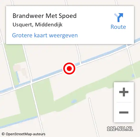 Locatie op kaart van de 112 melding: Brandweer Met Spoed Naar Usquert, Middendijk op 27 augustus 2019 12:45