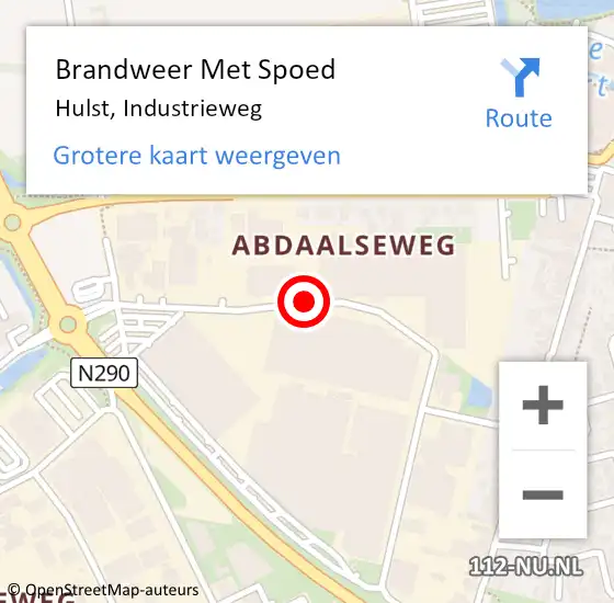 Locatie op kaart van de 112 melding: Brandweer Met Spoed Naar Hulst, Industrieweg op 27 augustus 2019 12:58