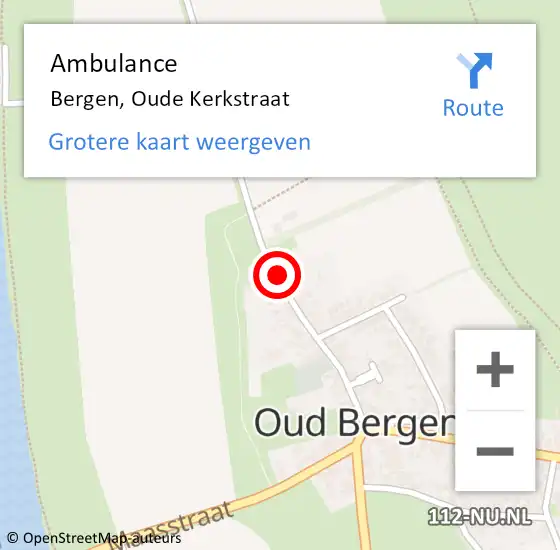 Locatie op kaart van de 112 melding: Ambulance Bergen, Oude Kerkstraat op 27 augustus 2019 13:12