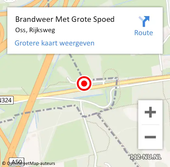 Locatie op kaart van de 112 melding: Brandweer Met Grote Spoed Naar Oss, Rijksweg op 27 augustus 2019 13:13