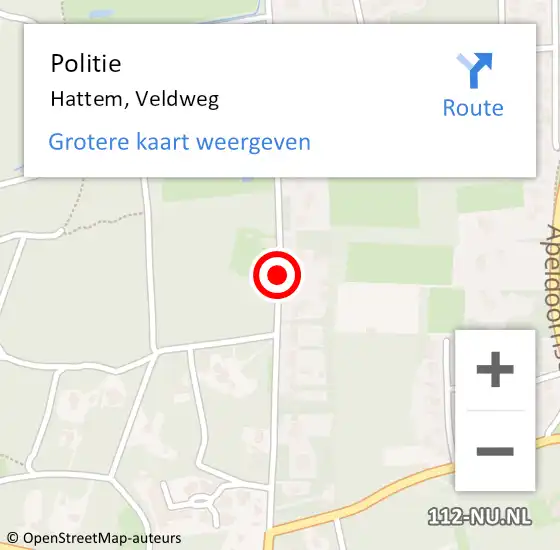 Locatie op kaart van de 112 melding: Politie Hattem, Veldweg op 27 augustus 2019 13:22