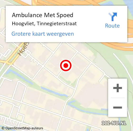 Locatie op kaart van de 112 melding: Ambulance Met Spoed Naar Hoogvliet, Tinnegieterstraat op 27 augustus 2019 13:30