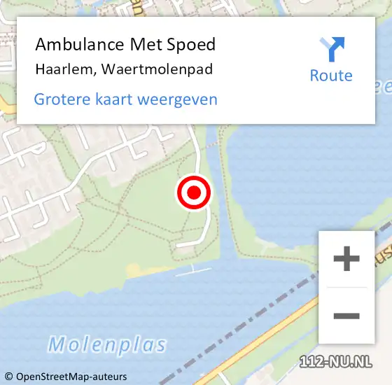 Locatie op kaart van de 112 melding: Ambulance Met Spoed Naar Haarlem, Waertmolenpad op 27 augustus 2019 13:41